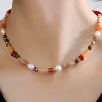 Wholesale Jewelry Ethnic Style Bohemian Classic Style Geometric Freshwater Pearl Stone Shell 18K Gold Plated Beaded Necklace sku image 1