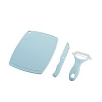 Simple Style Solid Color Plastic Cutter Chopping Board Peeler 3 Pieces Set sku image 3