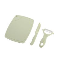 Simple Style Solid Color Plastic Cutter Chopping Board Peeler 3 Pieces Set sku image 2