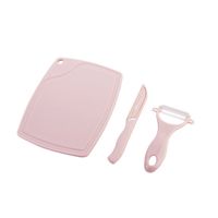 Simple Style Solid Color Plastic Cutter Chopping Board Peeler 3 Pieces Set sku image 1