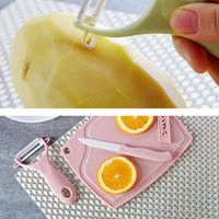 Simple Style Solid Color Plastic Cutter Chopping Board Peeler 3 Pieces Set main image 7