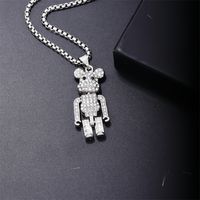 Wholesale Casual Cute Bear 304 Stainless Steel Copper Three-dimensional Inlay Rhodium Plated Zircon Pendant Necklace main image 3