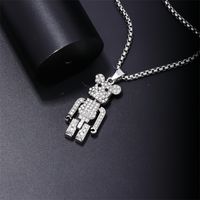 Wholesale Casual Cute Bear 304 Stainless Steel Copper Three-dimensional Inlay Rhodium Plated Zircon Pendant Necklace main image 5