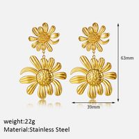 1 Pair Simple Style Flower Plating 304 Stainless Steel 18K Gold Plated Drop Earrings sku image 1