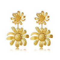 1 Pair Simple Style Flower Plating 304 Stainless Steel 18K Gold Plated Drop Earrings main image 5