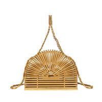 Women's Medium Bamboo Weaving Solid Color Vacation Classic Style Hollow Semicircle Magnetic Buckle Crossbody Bag sku image 1