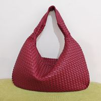Women's Medium Pu Leather Solid Color Vintage Style Classic Style Weave Zipper Straw Bag sku image 12