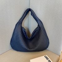 Women's Medium Pu Leather Solid Color Vintage Style Classic Style Weave Zipper Straw Bag sku image 13