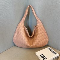 Women's Medium Pu Leather Solid Color Vintage Style Classic Style Weave Zipper Straw Bag sku image 20