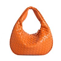 Women's Medium Pu Leather Solid Color Vintage Style Classic Style Weave Zipper Straw Bag sku image 2