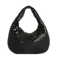 Women's Medium Pu Leather Solid Color Vintage Style Classic Style Weave Zipper Straw Bag sku image 3