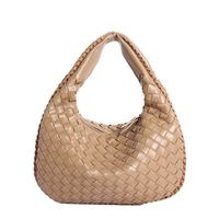 Women's Medium Pu Leather Solid Color Vintage Style Classic Style Weave Zipper Straw Bag sku image 6