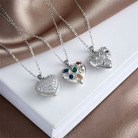 Copper Basic Modern Style Classic Style Plating Inlay Heart Shape Rhinestones Pendant Necklace main image 3