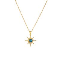 Copper Gold Plated Elegant Lady Modern Style Plating Inlay Star Moon Plastic Rhinestones Pendant Necklace sku image 4