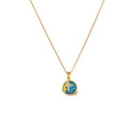 Copper Gold Plated Elegant Lady Modern Style Plating Inlay Star Moon Plastic Rhinestones Pendant Necklace sku image 2