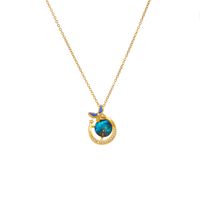 Copper Gold Plated Elegant Lady Modern Style Plating Inlay Star Moon Plastic Rhinestones Pendant Necklace sku image 5