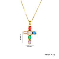Copper Gold Plated Basic Modern Style Classic Style Plating Inlay Geometric Cross Rhinestones Pendant Necklace main image 2