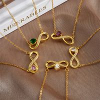 Copper Gold Plated Basic Modern Style Classic Style Plating Inlay Geometric Infinity Zircon Pendant Necklace main image 1