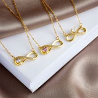 Copper Gold Plated Basic Modern Style Classic Style Plating Inlay Geometric Infinity Zircon Pendant Necklace main image 3