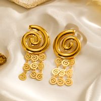 1 Pair Basic Modern Style Classic Style Circle Solid Color Plating 304 Stainless Steel 18K Gold Plated Drop Earrings main image 1