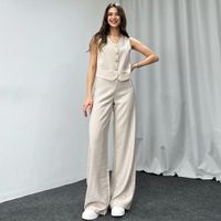Ferien Täglich Frau Elegant Einfarbig Elasthan Polyester Tasche Hosen-Sets Hosen-Sets main image 1
