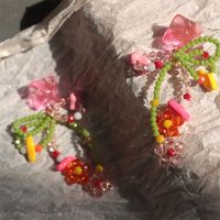 1 Pair Cute Sweet Bow Knot Beaded Crystal Drop Earrings main image 5