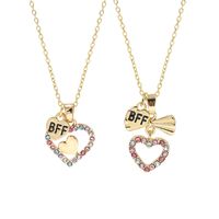 Alloy Copper Cartoon Style Enamel Letter Heart Shape Necklace main image 1