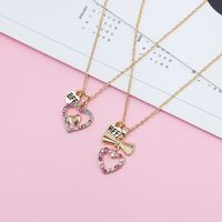 Alloy Copper Cartoon Style Enamel Letter Heart Shape Necklace main image 4