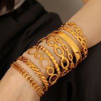 Acero Titanio Chapados en oro de 18k Estilo IG Estilo De Moda Enchapado Circulo Ondas Brazalete main image 7