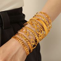 Acero Titanio Chapados en oro de 18k Estilo IG Estilo De Moda Enchapado Circulo Ondas Brazalete main image 9