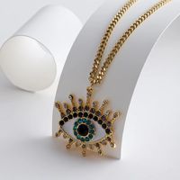 Copper 18K Gold Plated IG Style Modern Style Plating Inlay Devil's Eye Rhinestones Pendant Necklace main image 4