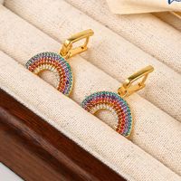 1 Paire Dame Style Moderne Arc-En-Ciel Incruster Le Cuivre Zircon Boucles D'oreilles main image 6