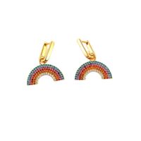 1 Pair Lady Modern Style Rainbow Inlay Copper Zircon Drop Earrings main image 2