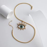Copper 18K Gold Plated IG Style Modern Style Plating Inlay Devil's Eye Rhinestones Pendant Necklace main image 3
