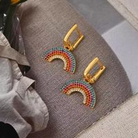 1 Pair Lady Modern Style Rainbow Inlay Copper Zircon Drop Earrings main image 4