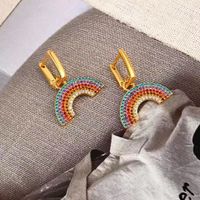 1 Pair Lady Modern Style Rainbow Inlay Copper Zircon Drop Earrings main image 3