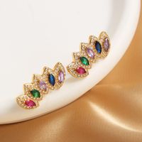 1 Pair Elegant Lady Petal Plating Inlay Copper Zircon Gold Plated Ear Studs main image 3