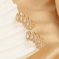 1 Pair Elegant Lady Petal Plating Inlay Copper Zircon Gold Plated Ear Studs main image 5
