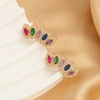1 Pair Elegant Lady Petal Plating Inlay Copper Zircon Gold Plated Ear Studs main image 7
