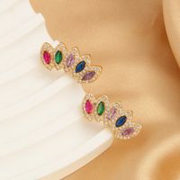 1 Pair Elegant Lady Petal Plating Inlay Copper Zircon Gold Plated Ear Studs sku image 2