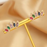 1 Pair Elegant Lady Petal Plating Inlay Copper Zircon Gold Plated Ear Studs main image 6