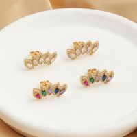 1 Pair Elegant Lady Petal Plating Inlay Copper Zircon Gold Plated Ear Studs main image 9