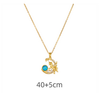 Copper Gold Plated Elegant Lady Modern Style Plating Inlay Star Moon Plastic Rhinestones Pendant Necklace main image 2