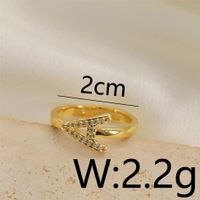 Copper Gold Plated Basic Classic Style Commute Plating Inlay Letter Zircon Open Rings sku image 1