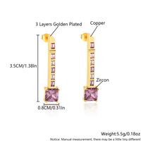 1 Pair Luxurious Simple Style Key Plating Inlay Copper Zircon 18K Gold Plated Drop Earrings main image 2