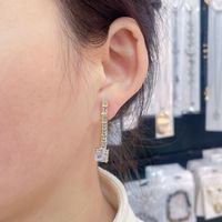 1 Pair Luxurious Simple Style Key Plating Inlay Copper Zircon 18K Gold Plated Drop Earrings main image 8