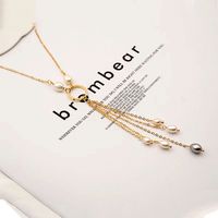 304 Stainless Steel Freshwater Pearl Copper Gold Plated Vintage Style Vacation Plating Chain Round Pendant Necklace main image 2