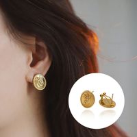 1 Par Estilo Vintage Señora Color Sólido Flor Acero Titanio Cobre Chapados en oro de 18k Pendientes main image 7