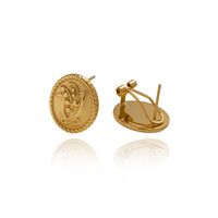 1 Pair Vintage Style Lady Solid Color Flower Titanium Steel Copper 18K Gold Plated Ear Studs main image 6