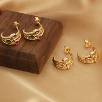 1 Pair Luxurious Simple Style Geometric Plating Inlay Copper Zircon 18K Gold Plated Ear Studs main image 5